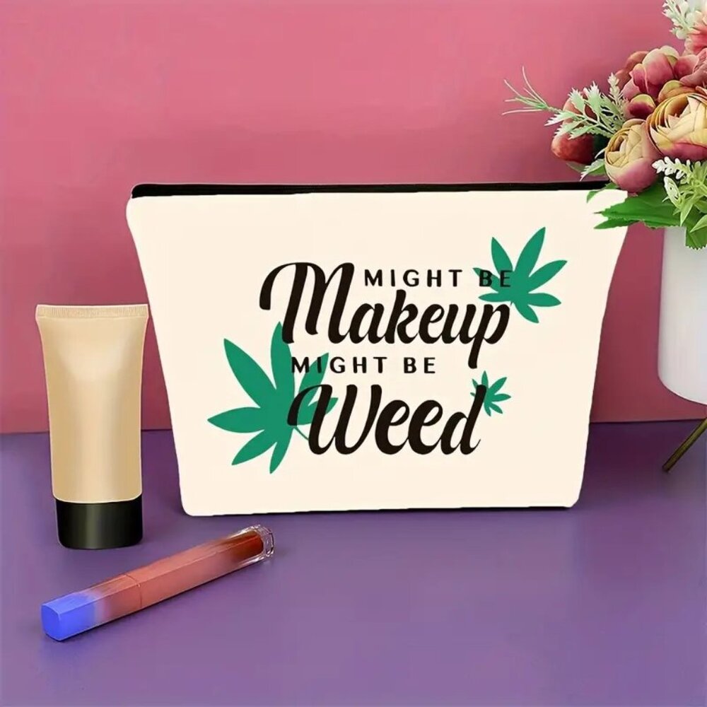 Cosmetic Bag Makeup Weed Leaf Caninabis Hemp Ganja Pot Pouch Travel Storage NEW